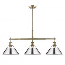  3306-LP AB-CH - Orwell 3-Light Linear Pendant in Aged Brass with Chrome